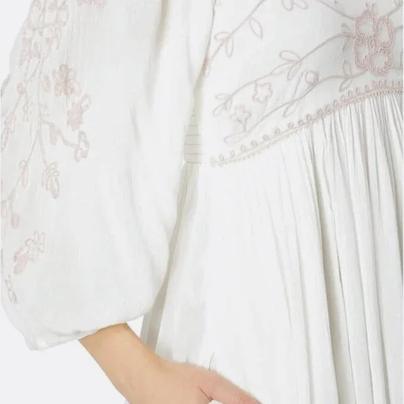 Free People Cream Maxi Dress with Square Neck and Bishop Sleeves - Picture 3 of 3